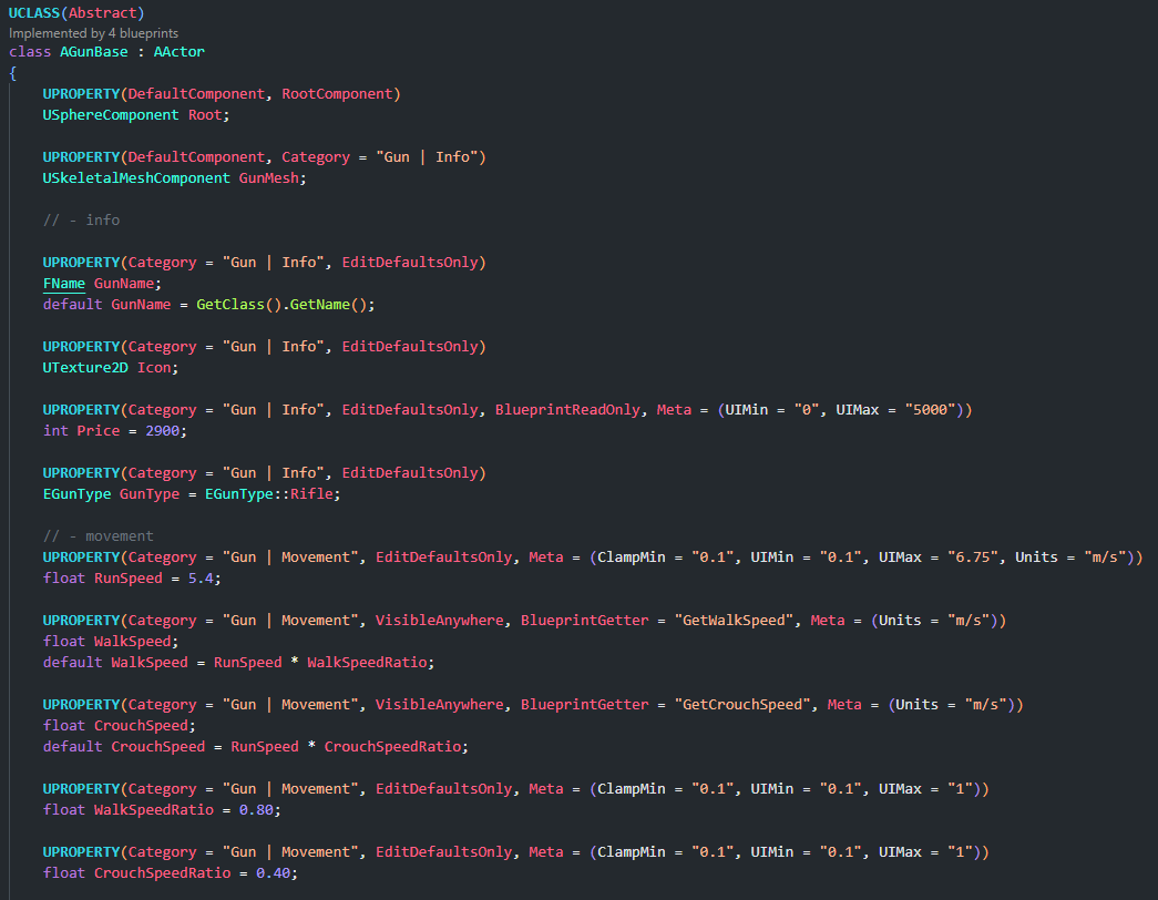 The AGunBase class in Angelscript. The AGunBase class in Angelscript.