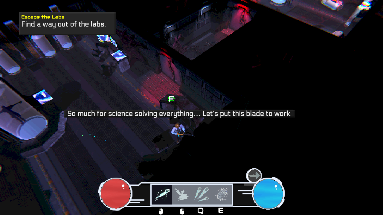 Screenshot of some dialogue at the start of the game, in Dead Sector. Screenshot of some dialogue at the start of the game, in Dead Sector.