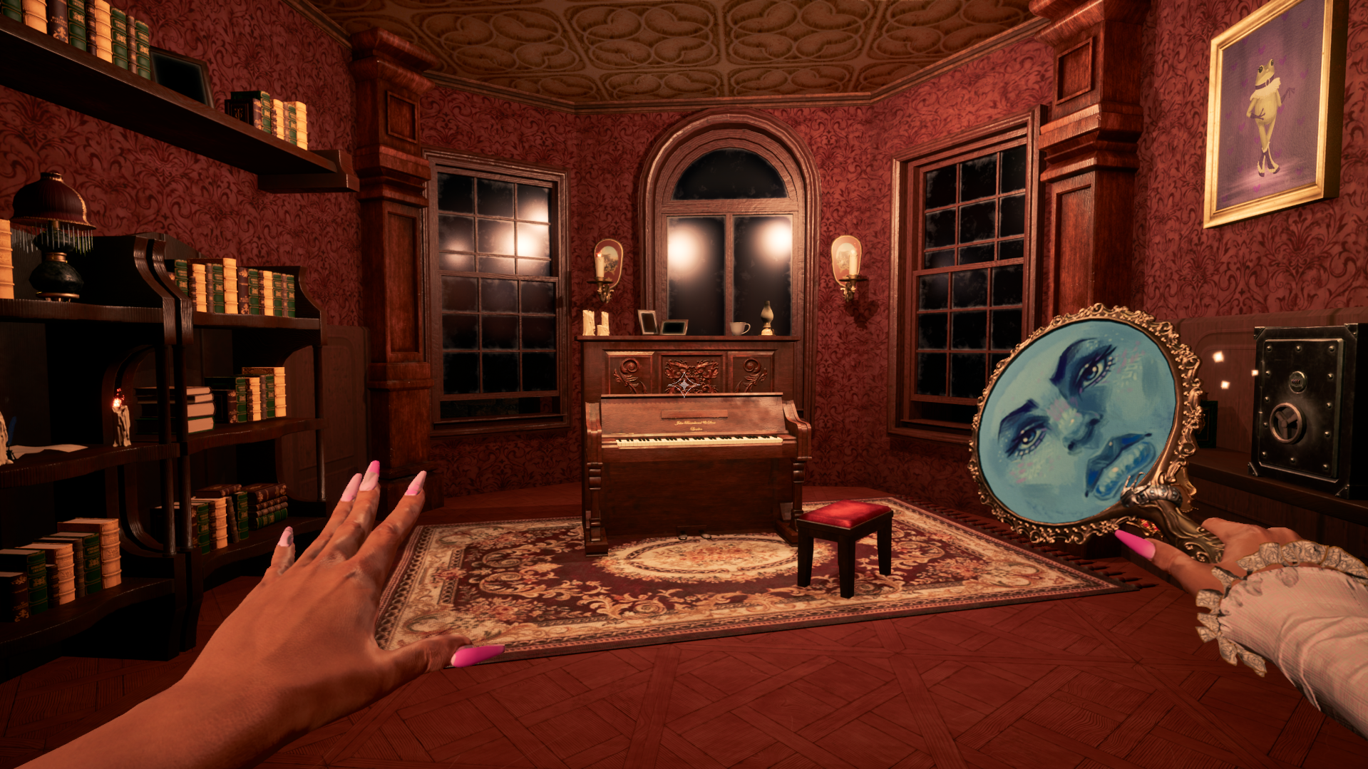 Screenshot of the piano room in Palindra, during the past timeline. Screenshot of the piano room in Palindra, during the past timeline.